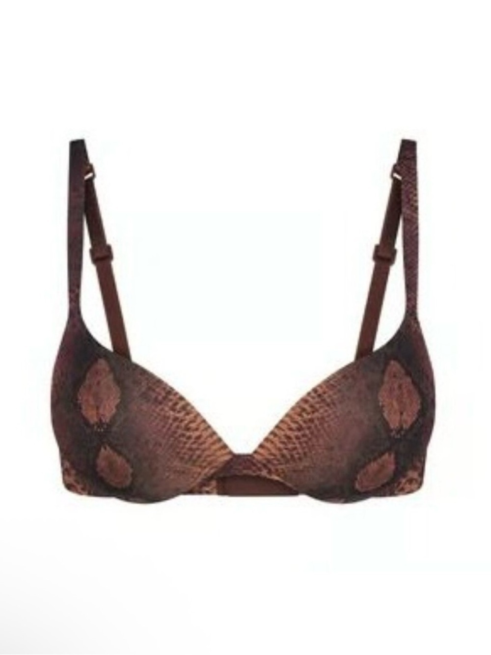 SKIMS ultimate plunge espresso Snake-Print Push-Up Bra
